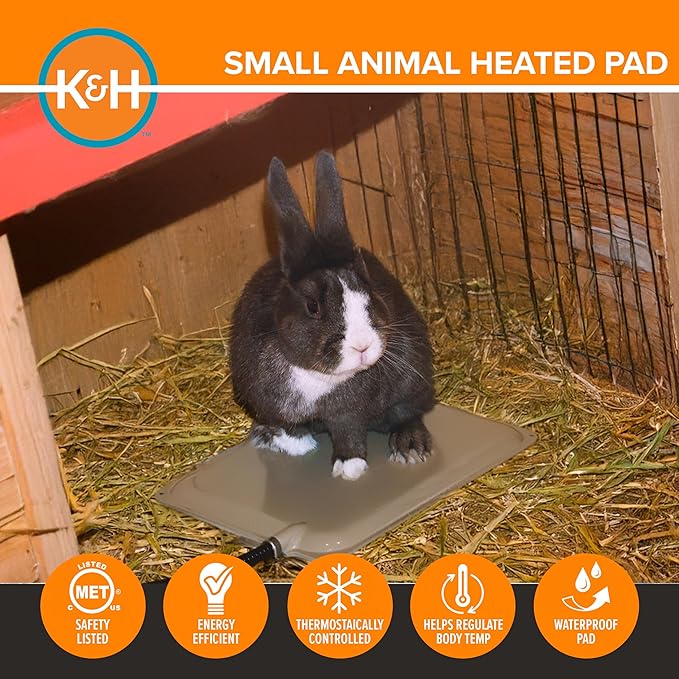 K&H Pet Products Small Animal Outdoor Heated Pad, Waterproof, Chew Resistant, Safety Listed, Indoor Outdoor Heater Warming Pad for Cat Houses, Rabbit Hutches, or Chick Brooders - 12 X 9in Tan 25W