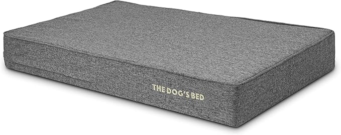 The Dog’s Bed Orthopedic Memory Foam Dog Bed for XL Dogs, Waterproof Washable Cover, Anti-Slip Base, Calming Surface – CertiPUR-Certified Foam, Grey Linen, 6 Inch Thick