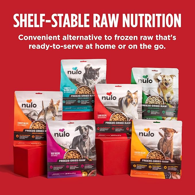 Nulo Freeze-Dried Raw Turkey Recipe with Cranberries Complete and Balanced Dry Dog Food Kibble, 8 Ounce Bag