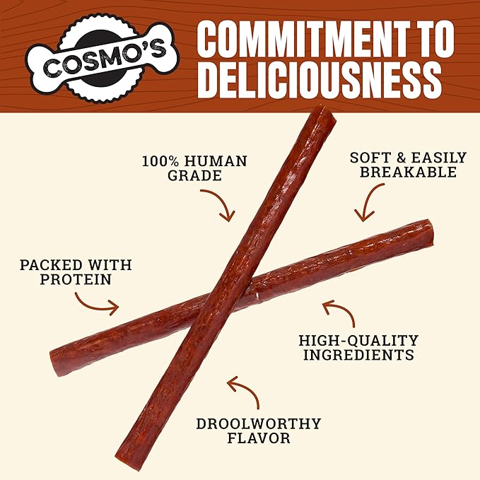 Cosmo's Snack Shack Pork Meat Sticks for Dogs - Savory Flavor - All Natural Dog Treat - Made in USA (24 Count Pack of 1)