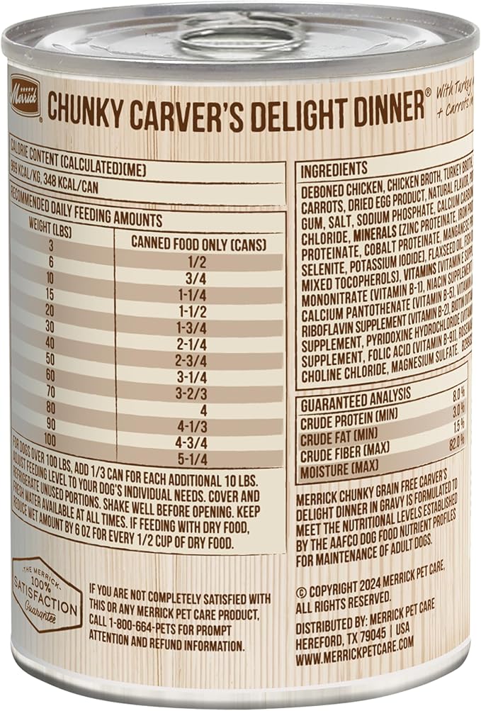 Merrick Chunky Grain Free Premium And Wholesome Canned Dog Food, Real Meat Carvers Delight Dinner In Gravy - (Pack of 12) 12.7 oz. Cans