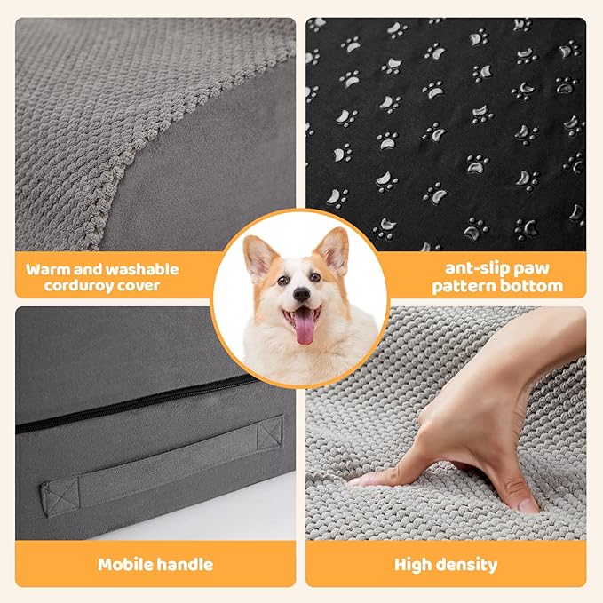 Dog Stairs for High Beds 30-36 inches Tall, 30 Inch Height 6 Steps Doggie Ramp for High Bed, Non-Slip Sturdy Dog Steps, 30D Foam Pet Stairs for Old Dogs/Cats