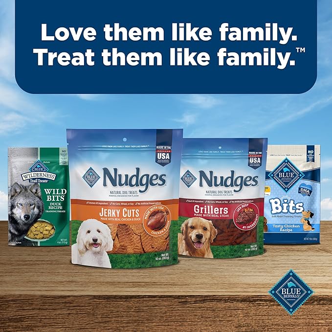 Blue Buffalo Nudges Jerky Cuts Natural Dog Treats, Duck, 10oz (Pack of 6)