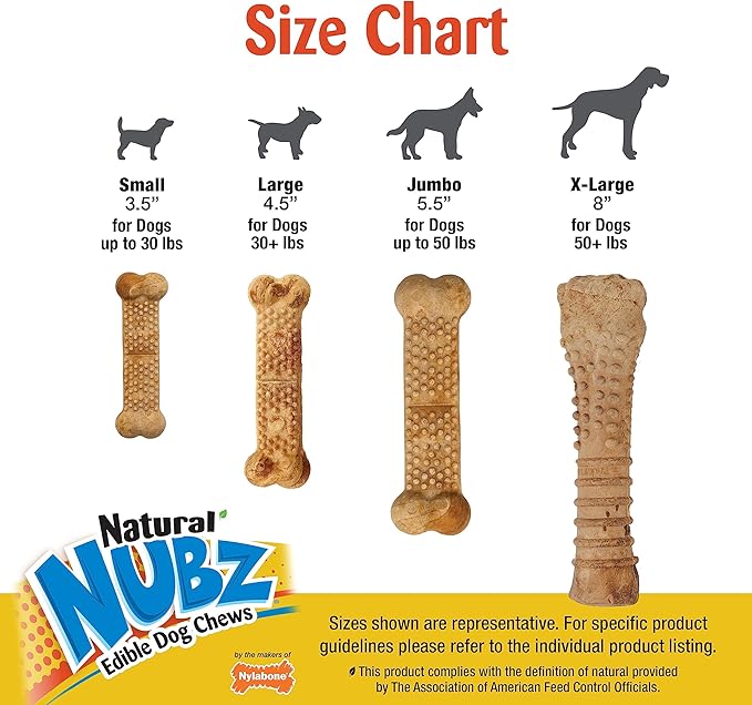 Nylabone Nubz Wild Natural Dog Chew Treats for Small Dogs, Long Lasting Dog Chew Bones Made in USA, Bison Flavor, for Dogs Up to 25 lbs. (4 Count)