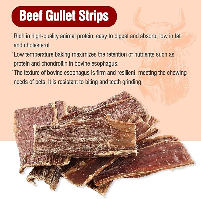 2.83 OZ Beef Esophagus Dog Treats,Single Ingredient All Natural Healthy Chews for Dogs,High Protein Long Lasting Chews for Small & Large Dogs (2.83 OZ)