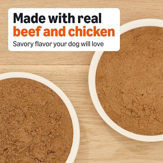 Amazon Basics Wet Dog Food Meaty Loaf Variety Pack, Filet Mignon Flavor and Chicken & Rice Dinner, Made with Real Chicken and Beef, 13.2 oz can, (6 cans of Each Flavor, 12 cans in Total)