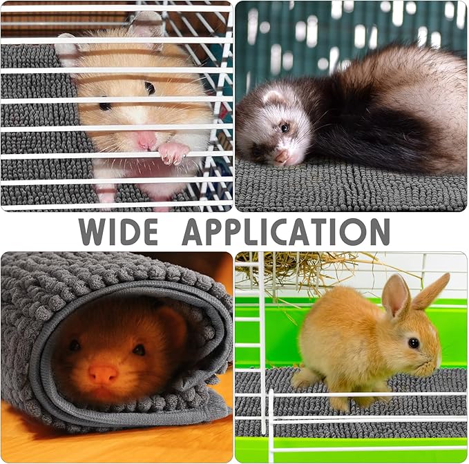 Amylove 4 Pcs Guinea Pig Cage Liner Washable Fleece Pee Pads Pet Dog Cat Bedding Training Mat for Small Animal Guinea Pig Puppy Bunny Hamster(47 x 24 Inch,Rectangular,Dark Gray)