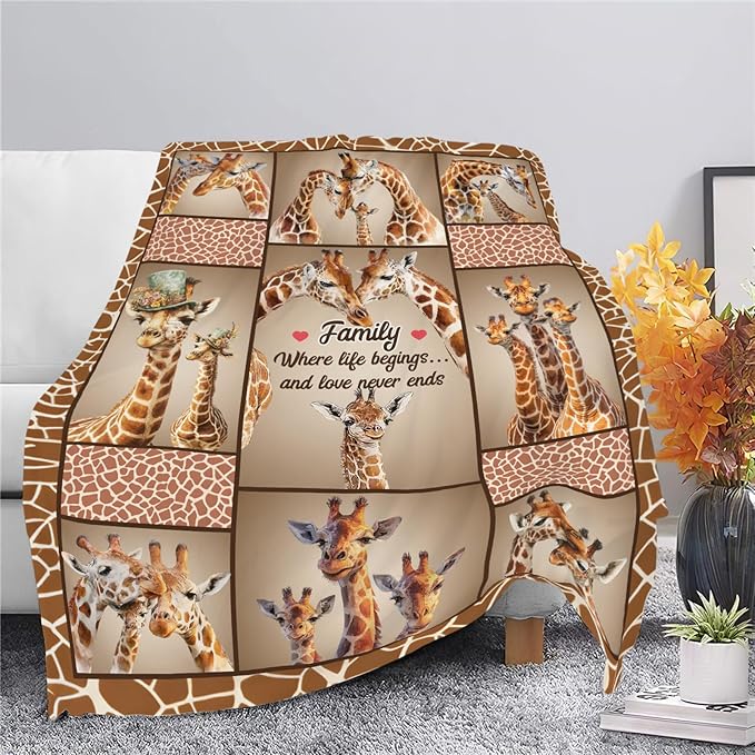 Giraffe Throw Blanket Giraffe Stuff Gifts for Kids Girls Boys Adults Women Men Soft Cozy Warm Plush Fluffy Fuzzy Fleece Blanket Decor 60''X80''