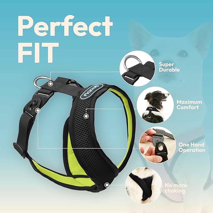 Gooby Comfort X Harness Dual Snap Mesh in Dog Harness - Neon Black, Small