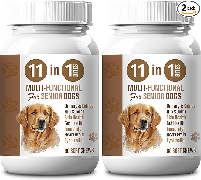 Senior Dog Chews – Joint, Gut & Skin Support | Multivitamins for Dog | Glucosamine Formula Value Pack, Immune Support 2 Bottles 120 Soft Chews