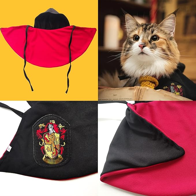 Dog Cat Costumes with Glasses and Neckties,Cosplay Costume Set Perfect for Party and Gifts for Cat Dog (Gryffindor, Small)