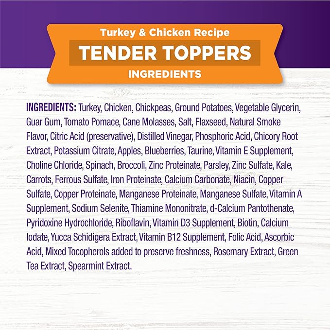 Wellness Bowl Boosters Tender Toppers, Dog Food Topper for Small, Medium, & Large Breeds, Grain Free, Natural, Turkey & Chicken, 2 Pound Bag (Pack of 1)