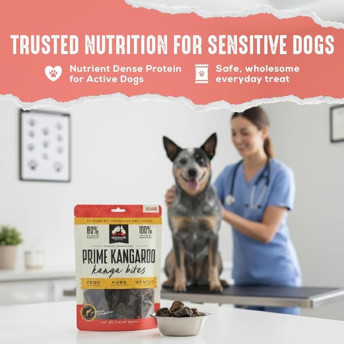 | Prime Kangaroo Dog Treats Kanga Bites | Single Ingredient Air Dried Natural Jerky Bites (7.05 oz)