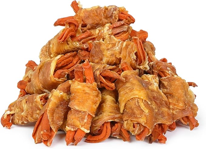MON2SUN Rawhide Free Dog Treats, Chicken Wrapped Carrot Snacks, Healthy and Natural Chews for Small Dogs, 21.2oz (30 Count - Pack of 1)