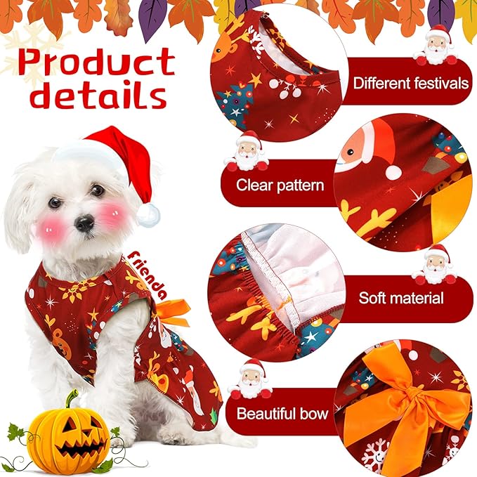 Frienda 6 Pack Valentines Day Dog Costume St. Patrick's Independence Day Christmas Halloween Thanksgiving Dress Bow Puppy Pack Girl Cat Birthday American Flag Dog(XL (9-11lbs))
