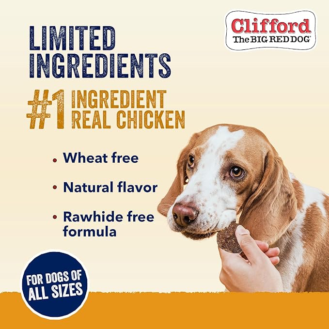 Clifford The Big Red Dog Soft Training Treats for Puppies and Dogs – Healthy, High Protein, Grain Free, Soft Puppy Treats for Small Dogs and Large – Real Chicken Mini Meatballs – 6oz