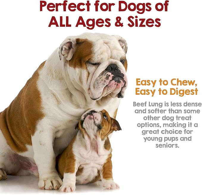 Riley's Dehydrated Beef Lung Dog Treats - Single Ingredient No Hide Dog Chews - USA Sourced 100% Beef Lung Treats - Training Chews and Snack Time Bites - 8oz (Pack of 2)