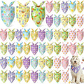 Weewooday 50 Pcs Easter Dog Bandanas Bulk with Bunny Rabbit Egg Carrot Pattern Soft Bibs Adjustable Triangle Pet Scarf Bowtie for Small Medium Large Costume Grooming(31.5 x 21.7 X21.7 Inch)