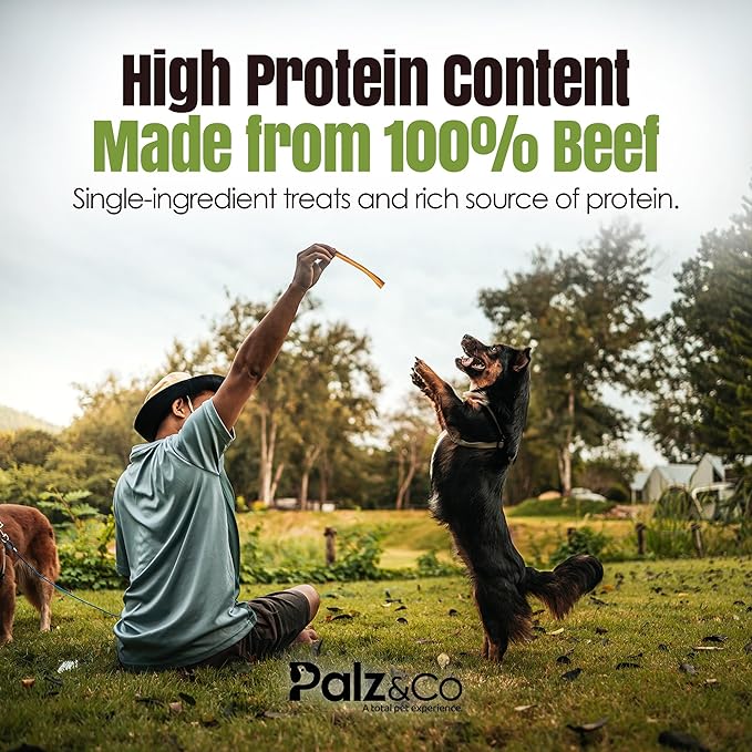 Palz&Co Moodog Beef Cheek Strips for Dogs - 12 Pack of 100% Natural Single Ingredient Treats - Grain Free, High Protein, Chewy & Crunchy Texture