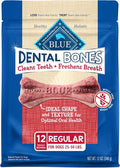Blue Buffalo Dental Bones Regular Natural Dental Chew Dog Treats Bag, 12oz. Bag