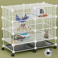 STILLCOVE Small Guinea Pig Cages Indoor: 3-Tier C&C Rabbit Cage Small Animal Cage on Wheel with Removable Tray for Bunny Hamster Ferret Rat Chinchilla Hedgehog