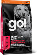 Go! Solutions Skin + Coat Care Lamb Dry Dog Food with Grains, Chicken-Free, Healthy Kibble with Omega-3s & 6s for Soft, Shiny Fur, for Puppies, Adults, & Seniors, 3.5 lb Bag