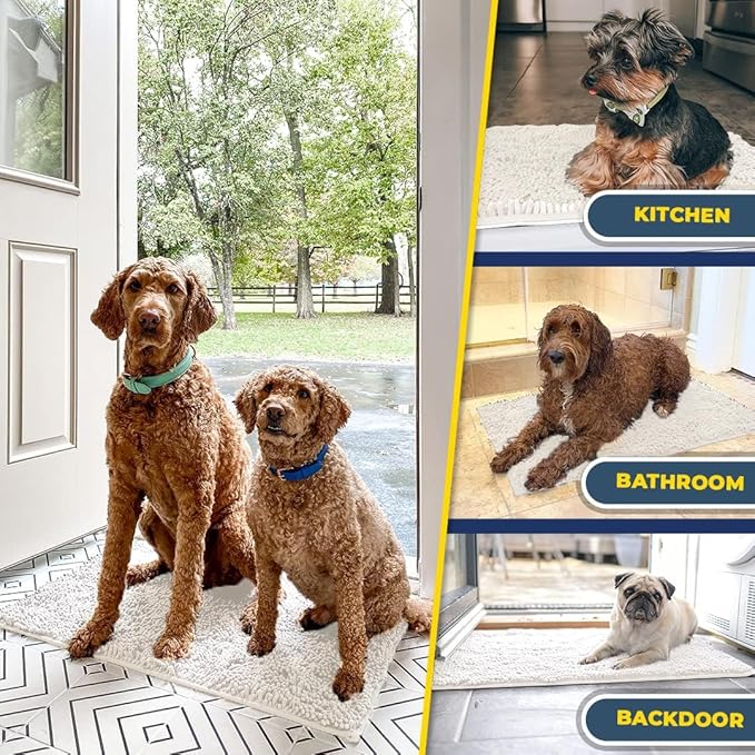 Muddy Mat® | Super Absorbent Door Mat Indoor, Microfiber Quick Dry Chenille Entryway Rug, Non-Slip Front Door Mat, Indoor Mats for Entryway, Machine Washable Pet Rug,-White Runner 59"X24"