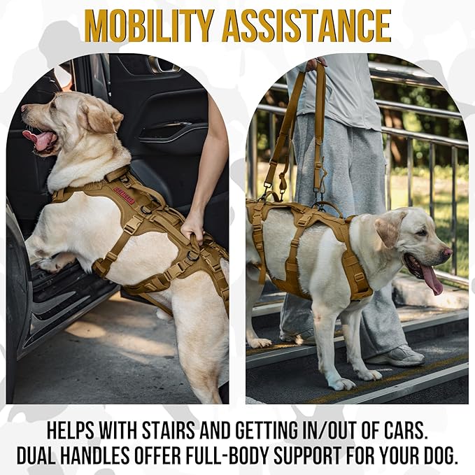 OneTigris Multi-Function Dog Lift Harness, All-Gender Dogs Friendly Design, Full Body Dog Sling Carrier with Three Handles Front/Rear Leg Assist for Arthritis