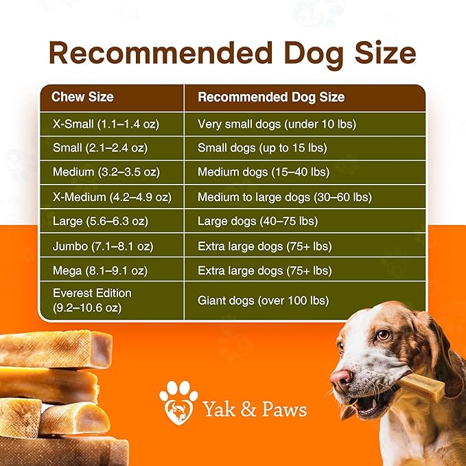 Yak & Paws Gold Yak Cheese Himalayan Dog Chews 8.1-9.1 oz (Mega - 1 Bar) | Dog Treats Medium Breed | Odorless and Great for Oral Health | Long Lasting | High Protein | Dental Sticks