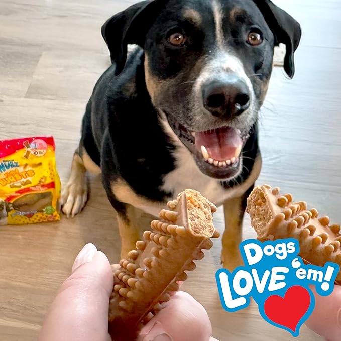 Nylabone Nubz Flavor Bursts Natural Dog Chews for Small Dogs, Long Lasting Chew Bones Made in the USA, Grain-Free Dog Treats, Bacon & Cheese Flavor, for Dogs Over 30 lbs. (7 Count)