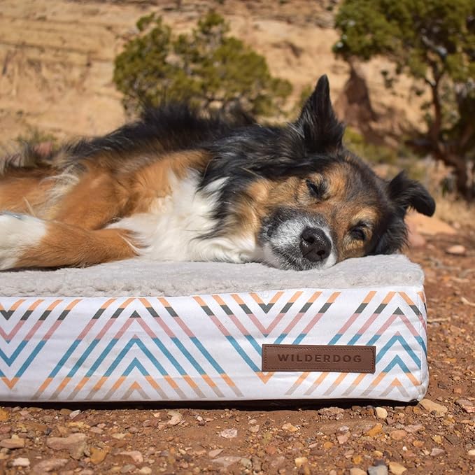 Wilderdog Orthopedic Memory Foam Dog Bed for Weightless, Full-Body Relaxation Featuring 2-Layer Premium Foam Core with Washable Sherpa Fleece Cover and Waterproof Liner and Textured Non-Slip Bottom