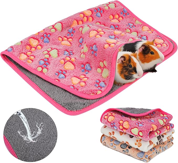 YUEPET Waterproof Guinea Pig Blankets Washable 3 Pack Small Animal Fleece Cage Liners Pet Soft Sleep Mat Pad Cover Warm Flannel Throw for Hamster Guinea Pig Rabbit Chinchilla Hedgehog Ferret 35"×24"