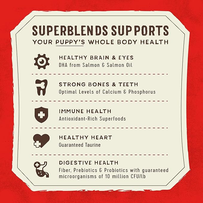 Stella & Chewy's SuperBlends Raw Blend Wholesome Grains Puppy Cage-Free Chicken & Wild Caught Salmon Recipe with Superfoods, 21 lb. Bag