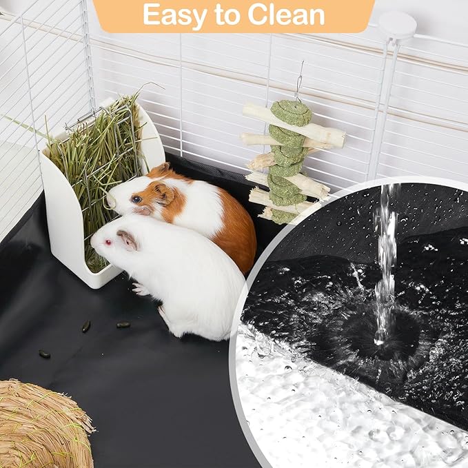 Glittme Guinea Pig Cage Liner, Waterproof Liner for Guinea Pigs, Guinea Pig Bedding with Tarp Bottom for Grid Cage, Cage Liners for Guinea Pig, Bunny, Hamster, Rabbit,Not Include Cage,47 * 24 inches