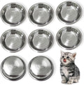 Stainless Steel Cat Bowls, Whisker Friendly Shallow Cat Food Bowls, Small Metal Pet Dish for Kittens and Indoor Cats, Basic Replacement Plates for Elevated Feeder Stands (5.5in-8Pcs)