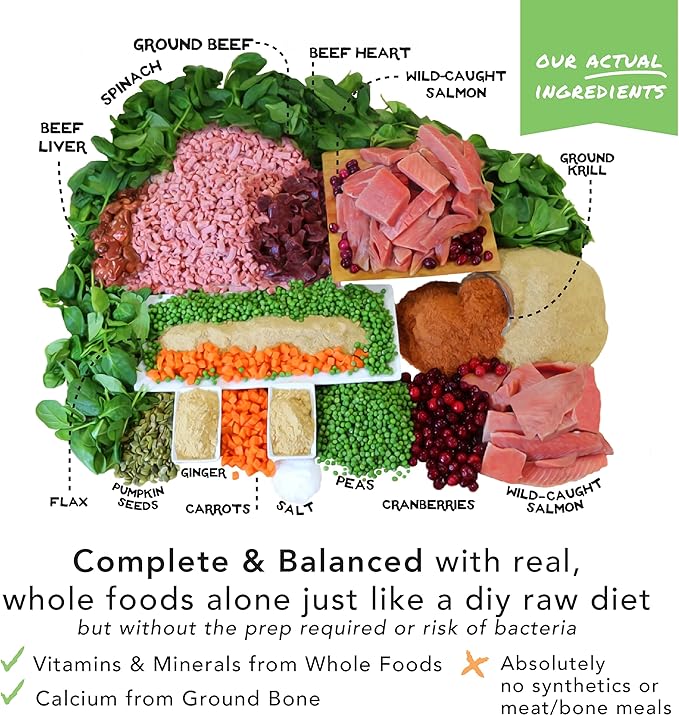 Simple Food Project - Beef & Salmon Recipe - Freeze Dried Raw Food for Dogs - 96oz