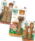 Nylabone Healthy Edibles Natural Dog Chews, Long Lasting Bones for Dogs, Ham, Bacon, & Venison Flavor Dog Treats, Medium (5 Count)