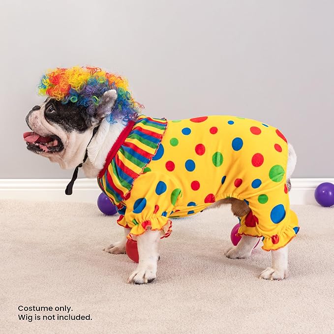 Fitwarm Halloween Dog Clown Costume, Funny Clothes for Small Dogs Girl Boy, Pet Outfit, Yellow, Medium