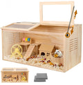 Wooden Hamster Cage,48" Lx20 Wx20 H，Animal Cabinet for Dwarf Syrian Hamsters Degus, Hamster Habitat with Openable Top and Large Acrylic Sheets.