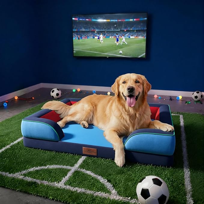 Comfort Expression Orthopedic Dog Bed for Extra Large Dogs 45x35 Inch, Waterproof Egg Crate Foam XL Pet Bed with Removable Bolsters, Dog Couch with Washable Cover & Non-Slip Bottom, Philadelphia