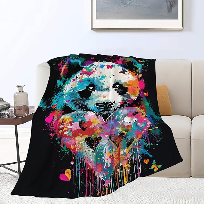 Panda Throw Blanket Panda Stuff Gifts for Kids Girls Boys Adults Women Man Soft Cozy Warm Plush Fluffy Fuzzy Fleece Blanket Decor 60''X80''