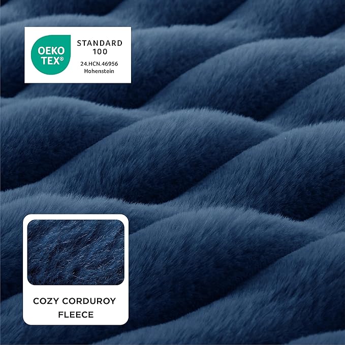 Bedsure ComfyFleece™ Orthopedic Dog Bed for Medium Dogs, Waterproof Memory Foam Medium Pet Beds with Sides, Non-Slip Bottom and Egg-Crate Foam Dog Couch Sofa with Washable Corduroy Cover, Blue