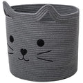 VK VK·LIVING Large Basket for Organizing Cute Animal Storage Baskets Cat Toy Storage Woven Cotton Rope Hamper Organizer for Laundry, Towels, Blanket, Toys, Clothes, Gifts, Pet Bed 15''x14''