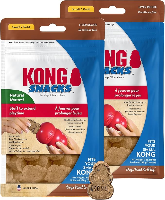 KONG Snacks Dog Treats – 2-Pack | All-Natural, Made in USA, Fits Classic Toys, No Wheat, Corn or Soy (Small, Liver)
