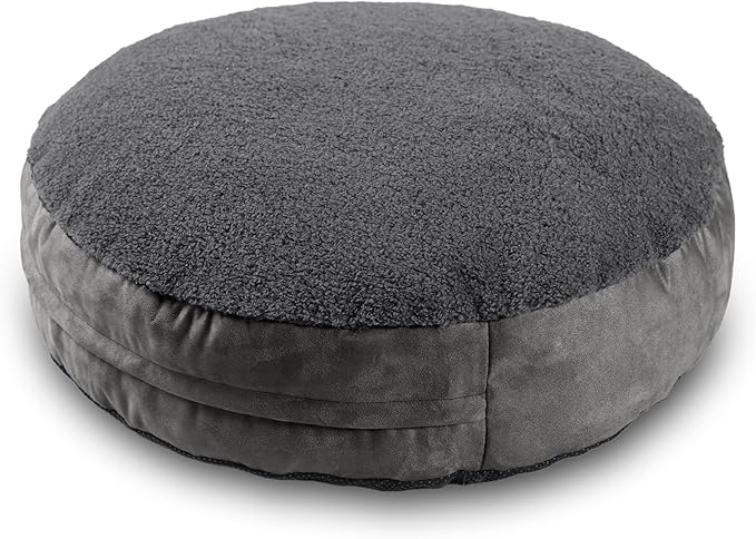 JAXX Robbi Dog Bed Bean Bag – Round Bed with Machine Washable Cover and No-Slip Base - Supportive Memory Foam for Senior Dogs & Joint Pain Relief - Ultimate Comfort & Luxury - Medium, Grey/Charcoal