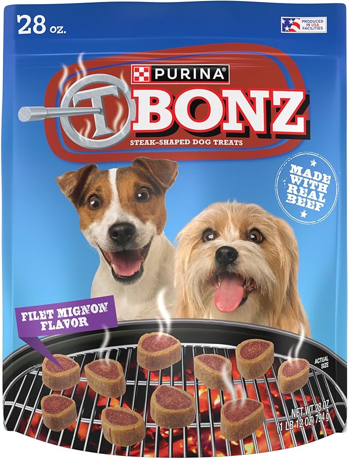 Purina T-Bonz Filet Mignon Flavor Steak Shaped Treats for Dogs - (Pack of 4) 28 oz. Pouches
