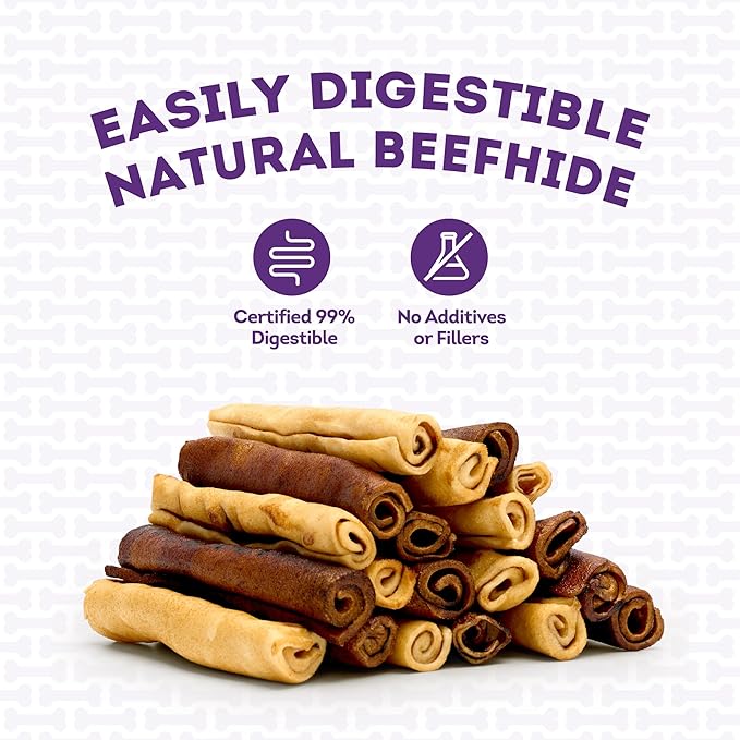 USA Beefhide Chip Rolls 5-6" Dog Chew Treats - Chicken & Beef Flavor, 20 Count/1 Pack