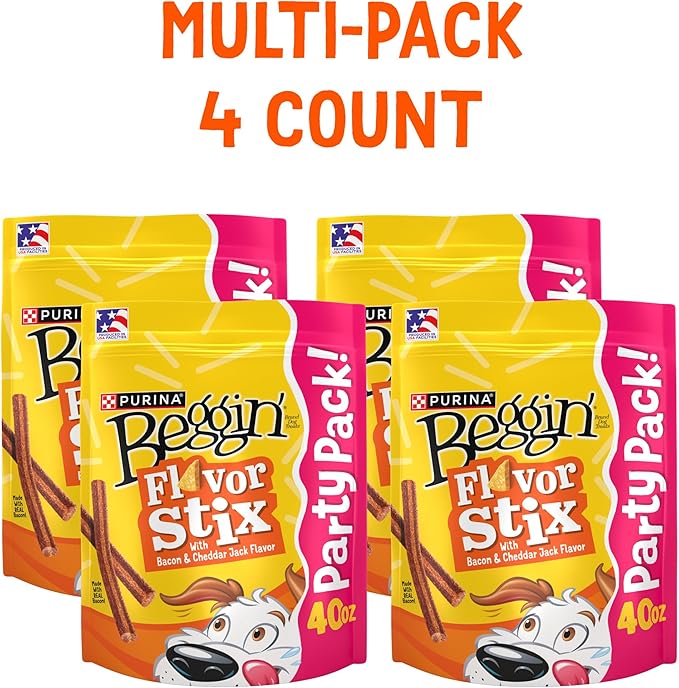 Beggin’ Flavor Stix Treats for Dogs with Bacon and Cheddar Jack Flavor - 40 oz. Pouch