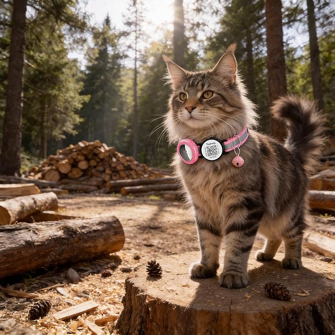 3 Pack-Waterproof Airtag Holder Cat Collar - Lightweight Kitten Collar for Apple Air Tag, Smart ID Tag - Solid & Safe, Reflective, Breakaway with Transparent Holder for GPS Tracker (3-Pack A)