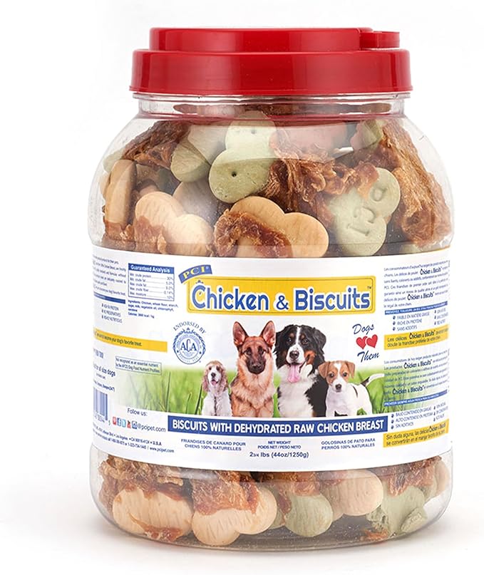 PCI Pet Center Inc. Chicken & Biscuits, Biscuits Wrapped with Chicken Breasts Dog Treats, 2.5 Pound Container